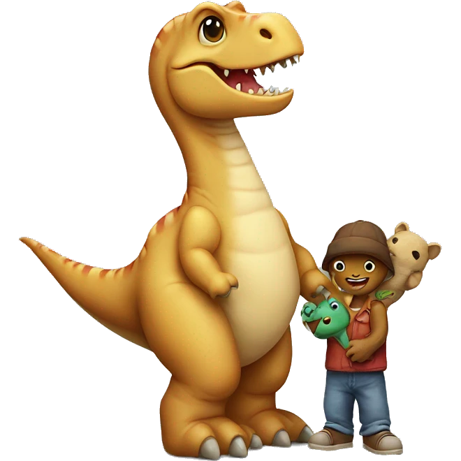 Dinosaur holding a teddy dinosaur  emoji
