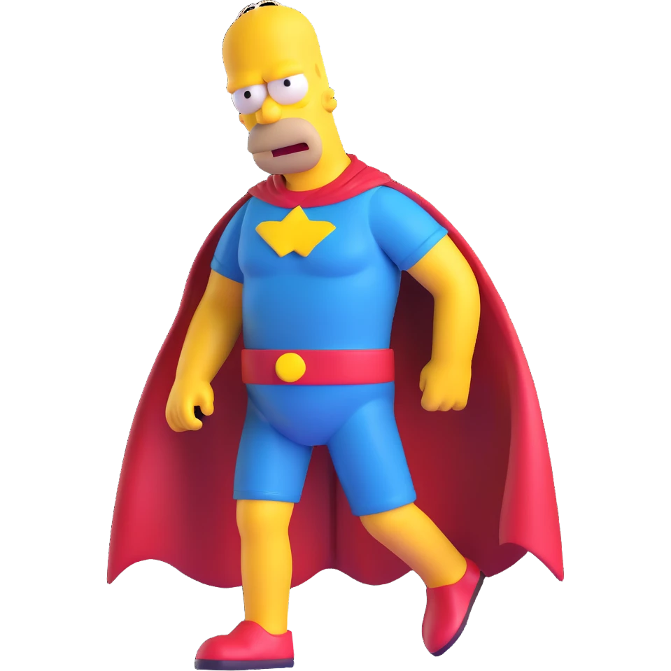 Homer Simpson dressed as a superhero emoji