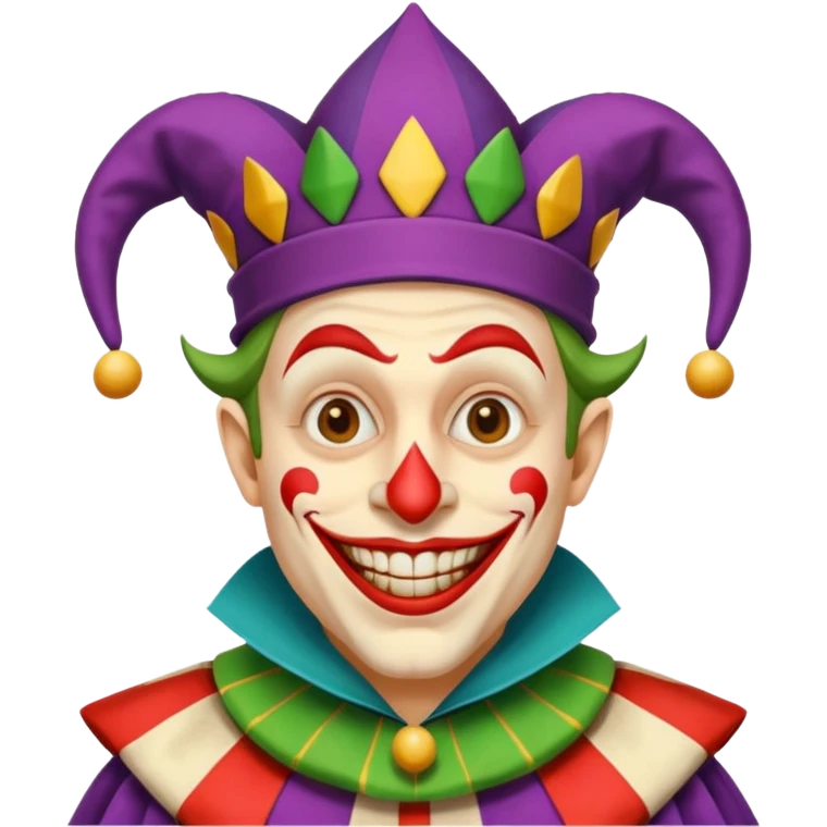 crazy colorful human jolly joker, medieval, vintage, court jester emoji