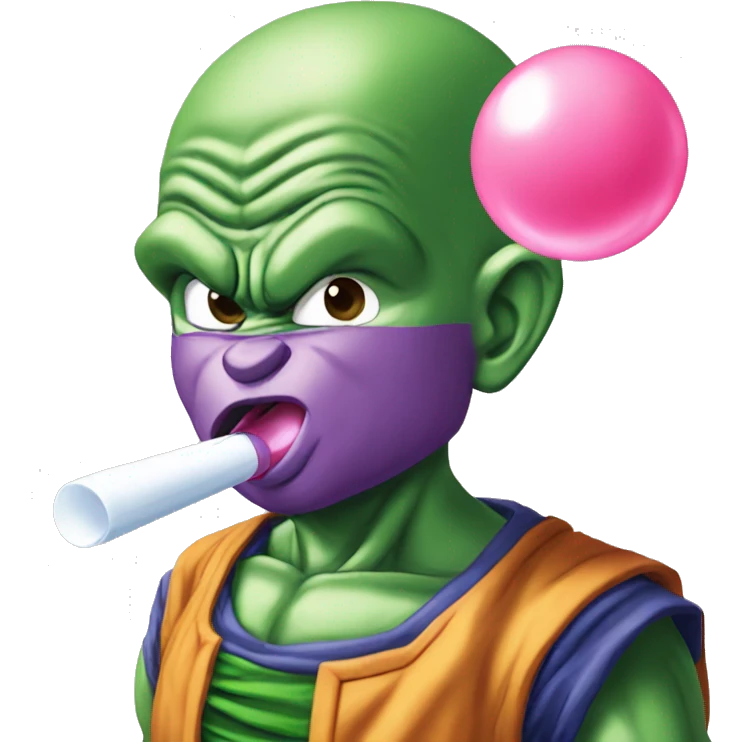 piccolo from dragon ball z blowing bubblegum emoji