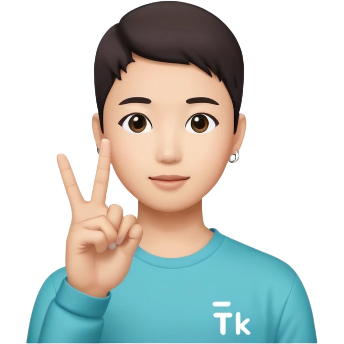 Asian with tiktok logo point up with one finger  emoji