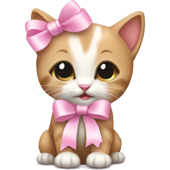 Kitten with a baby pink ribbon emoji