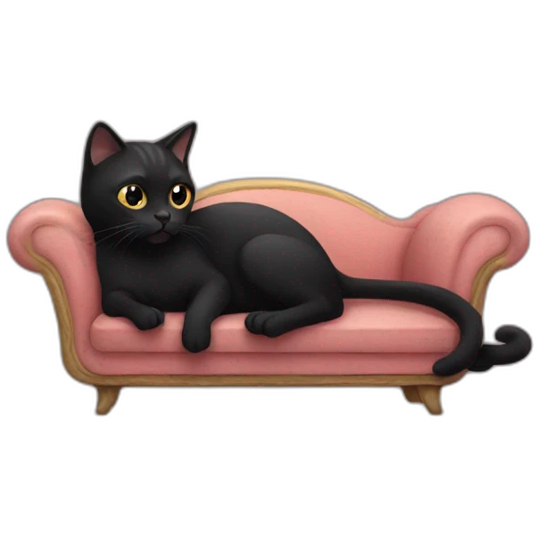 Black cat sitting on a tiny couch emoji
