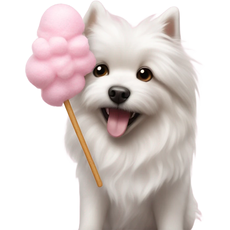 Little White dog eating cotton candy  emoji