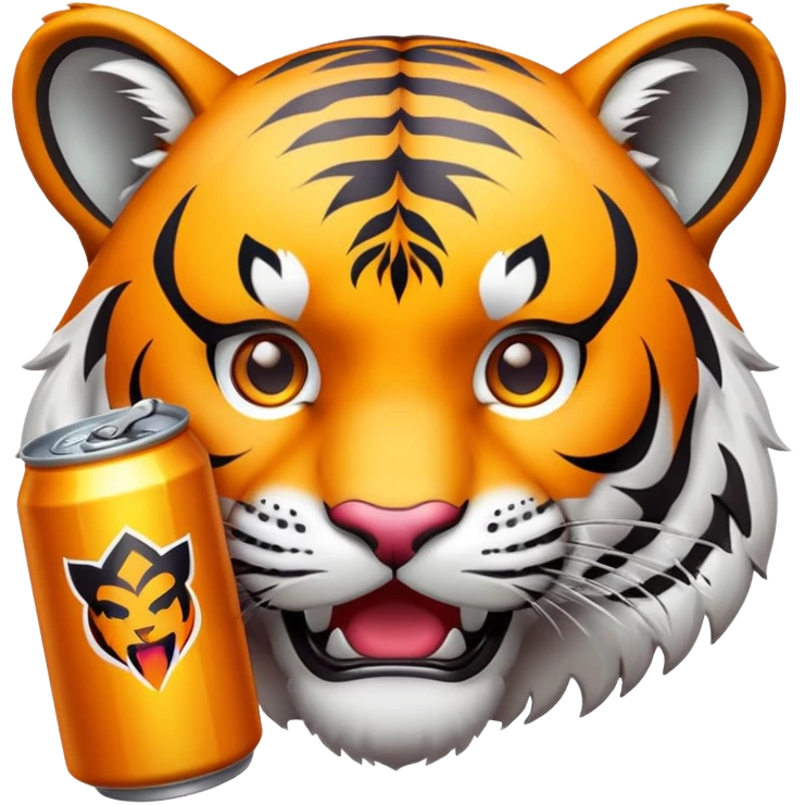 tiger face holding energy drink can for Twitch emote emoji