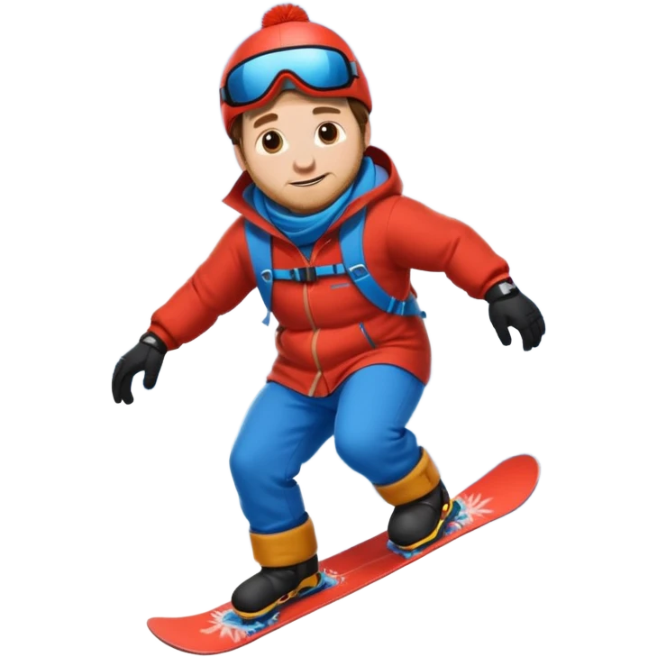 big round super harry guy snowbording down mountain emoji