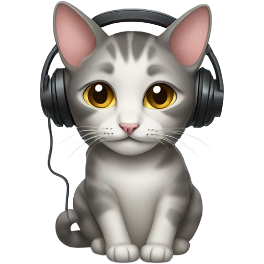 Cat wearing earbuds emoji