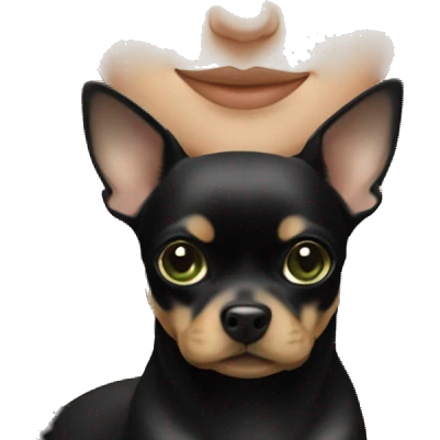 Blonde girl with green eyes and all black chihuahua emoji