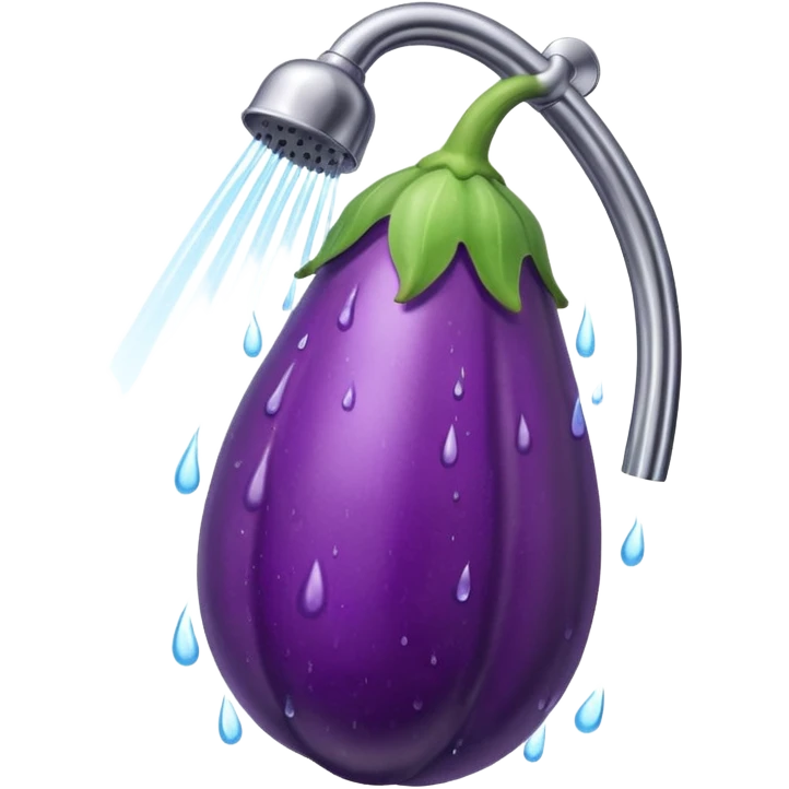 An eggplant inside the shower emoji