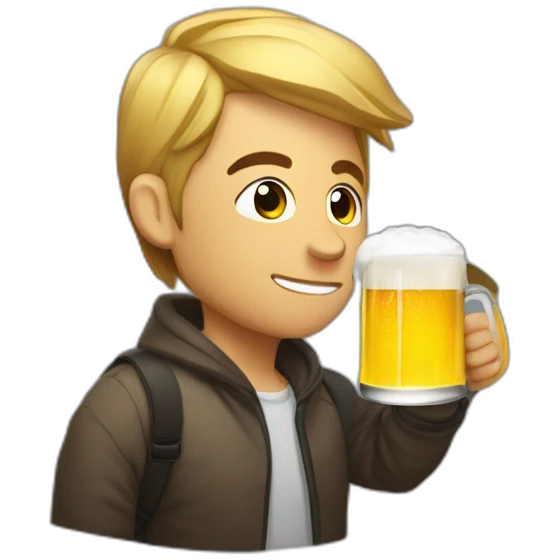 persona con prismáticos bebiendo cerveza emoji