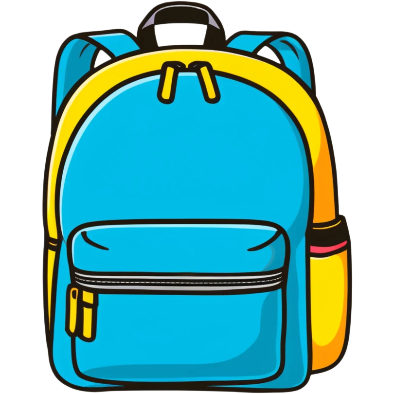 colorful school backpack with supplies emoji