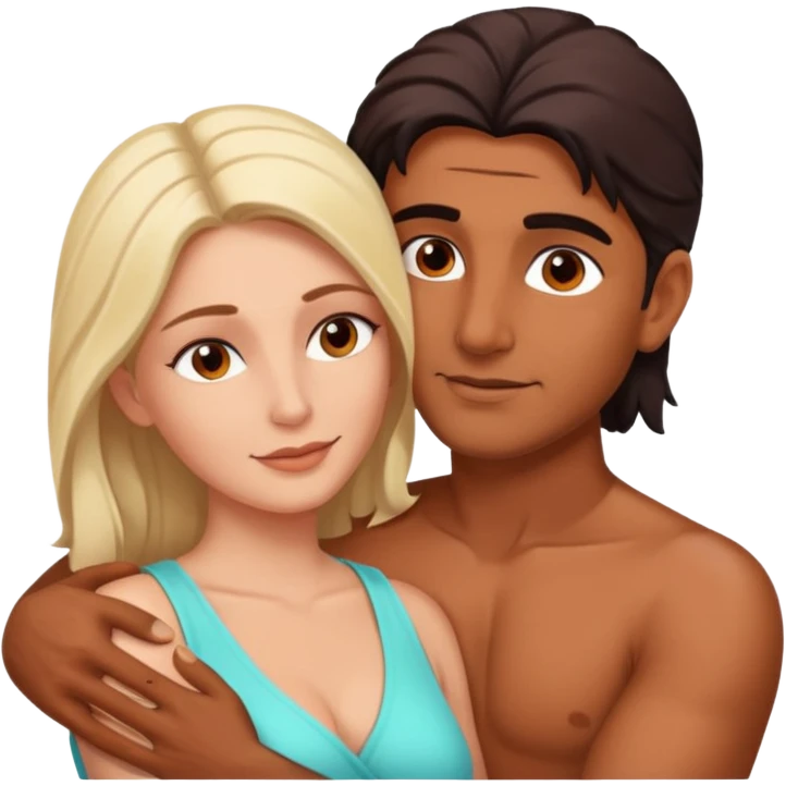 Spooning naked Indian man white woman emoji