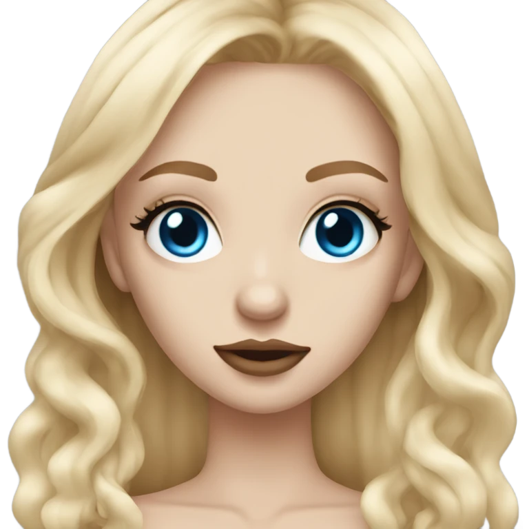 pale baddie girl with blue eyes and long blonde hair and eyelash extensions emoji
