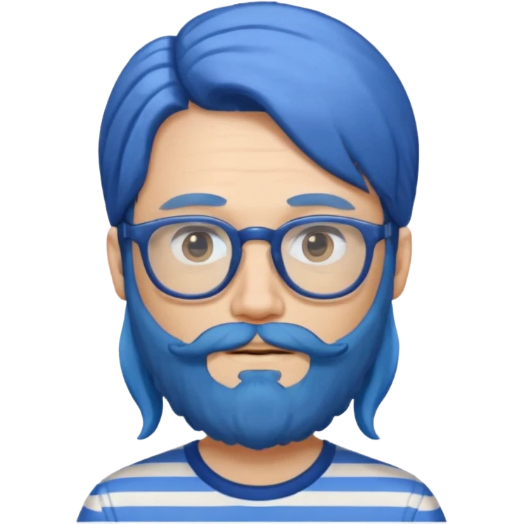 blue long hair glasses man with beard and striped shirt emoji