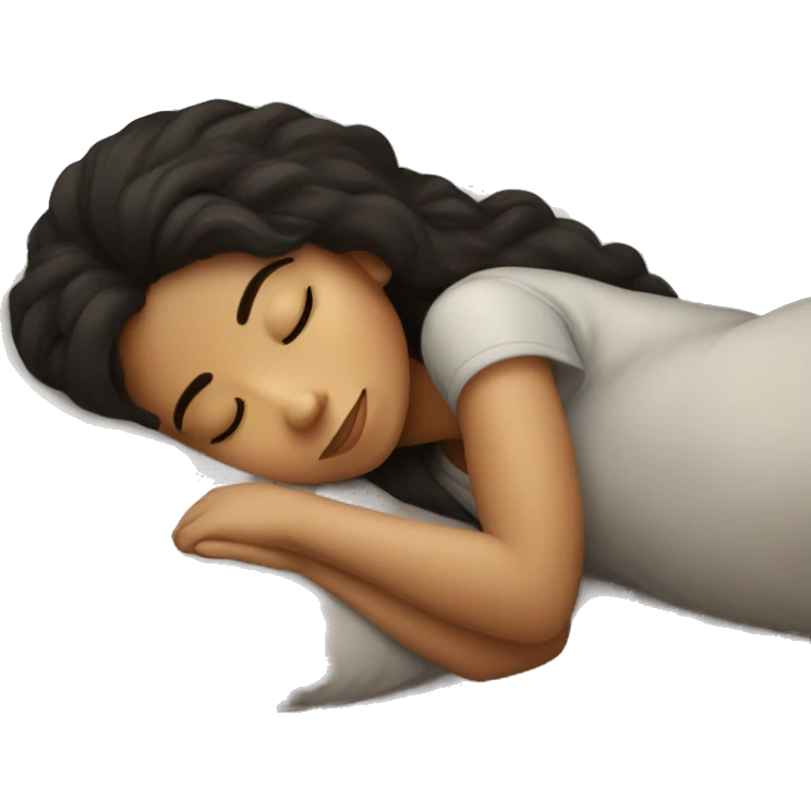 Sleeping girl on pillow dark hair emoji
