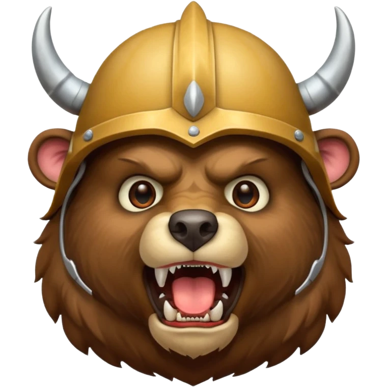 Bear wearing horned helmet growling emoji