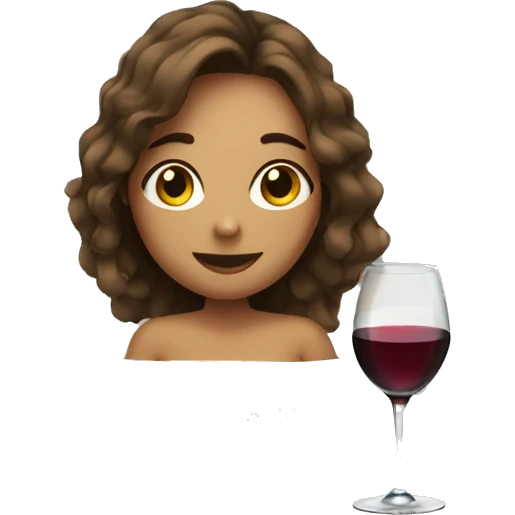 Brown hair girl in bath with wine emoji