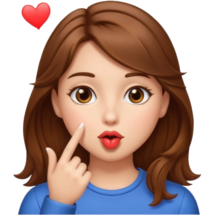 Brown hair girl blowing a kiss emoji