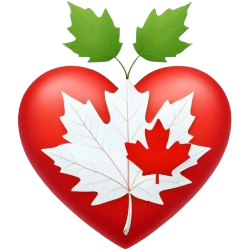 red heart with white maple leaf emoji