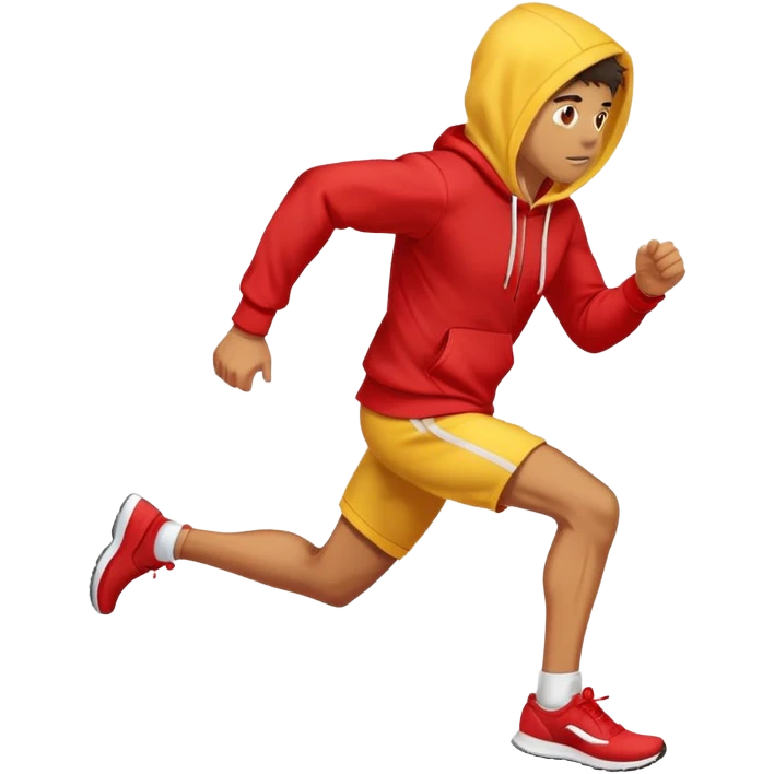 yellow Man Wearing Red Hoodie. and running. right side. emoji