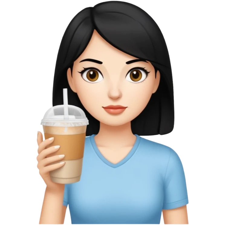 컴퓨터 작업 중 + 아이스아메리카노(테이크아웃잔) + 다크서클 + 검은머리 여성 emoji