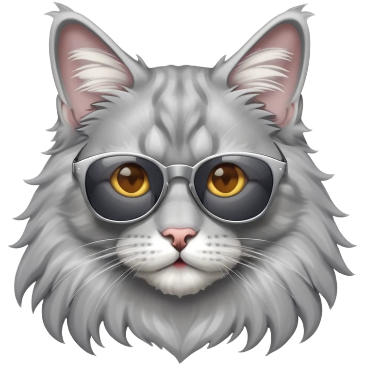 silver Maine coon Cat with sunglasses emoji