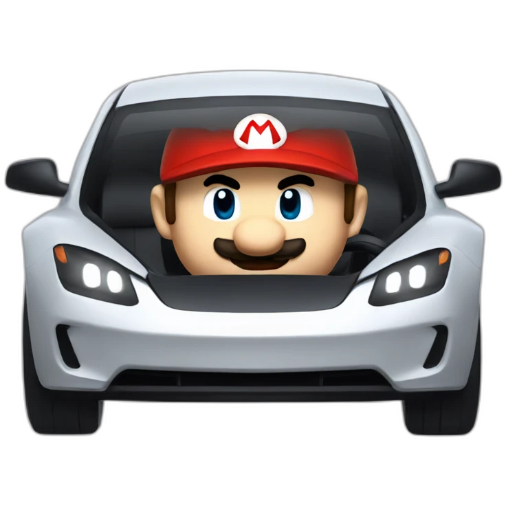 Super mario driving Tesla emoji