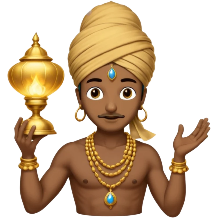 CREATE A EMOJI WHERE WHERE JINN COMES ALLADIN"S LAMPS FROM IN LAMP AND SAY HUKUM MERE AAKA  emoji