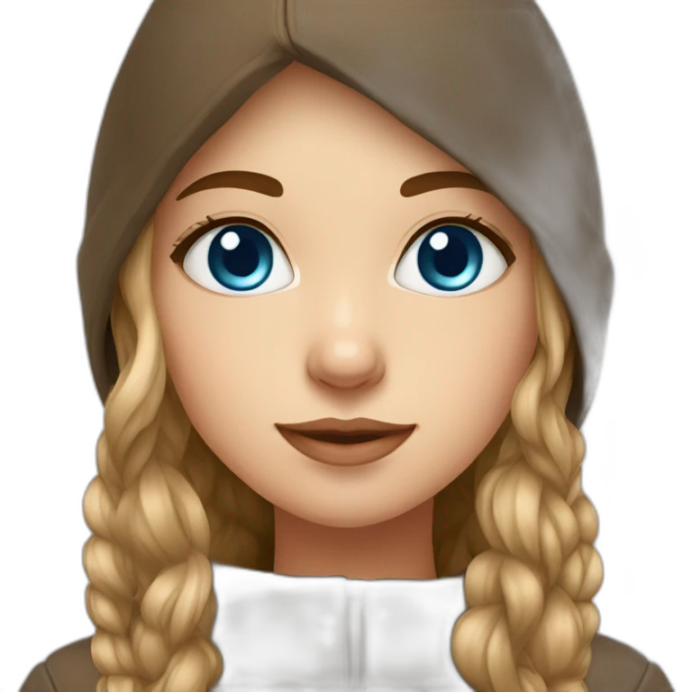 Russian girl bleu eye and long brown hair and chapka emoji