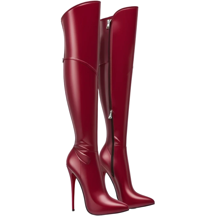 burgundy red latex knee high heel boots emoji
