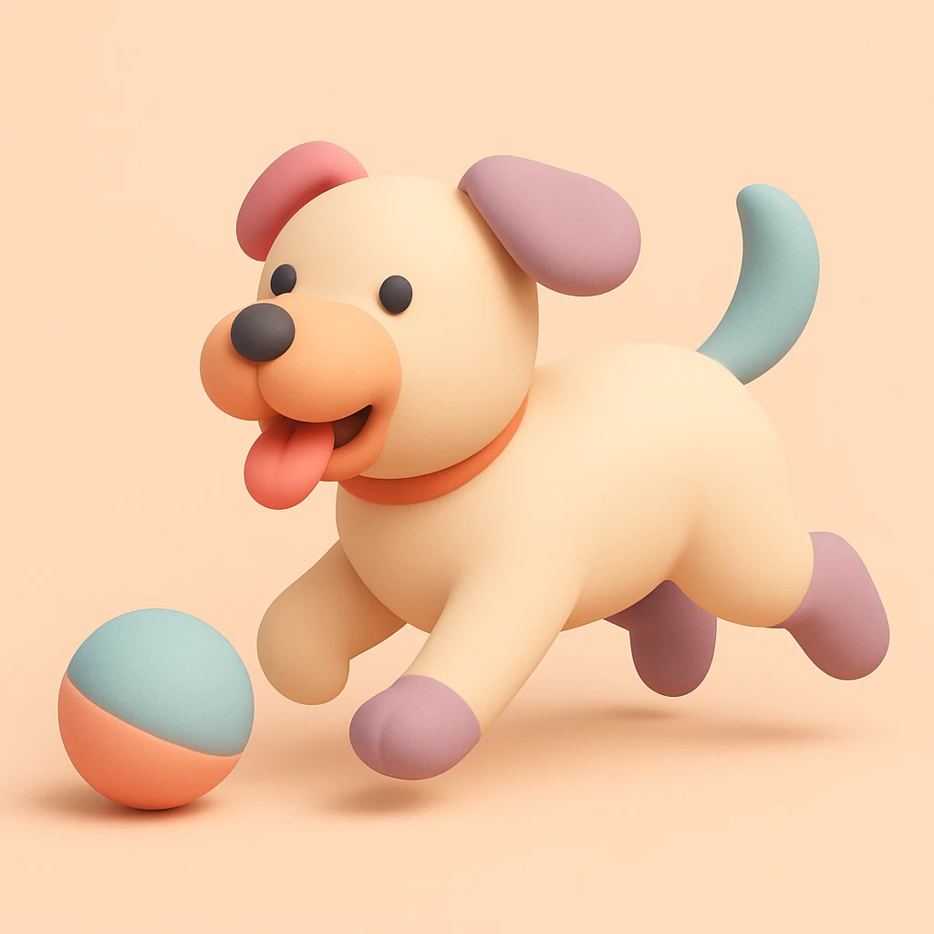 happy dog running after ball emoji