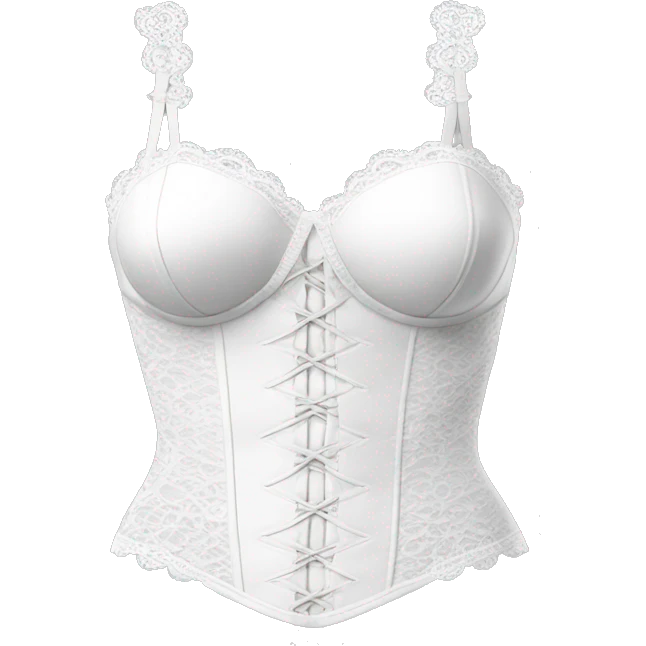 Realistic isolated white crop top lace bustier. emoji