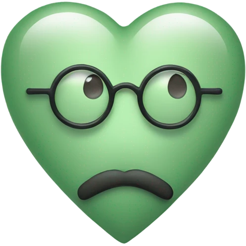Sage green heart face with monocle emoji