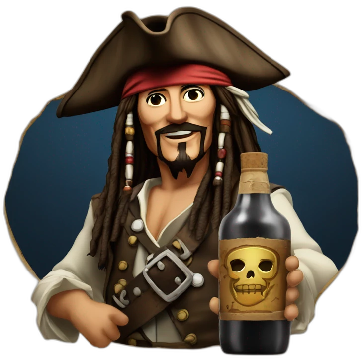 Captain Jack Sparrow and bottle of rum emoji