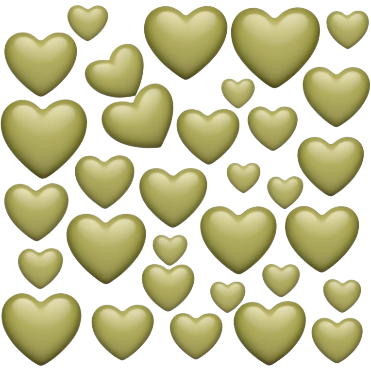 Balls in the form of pale olive hearts emoji