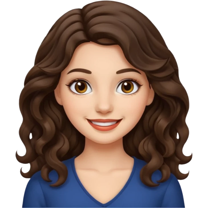 generate pretty brunette girl with wavy hair makeup  emoji
