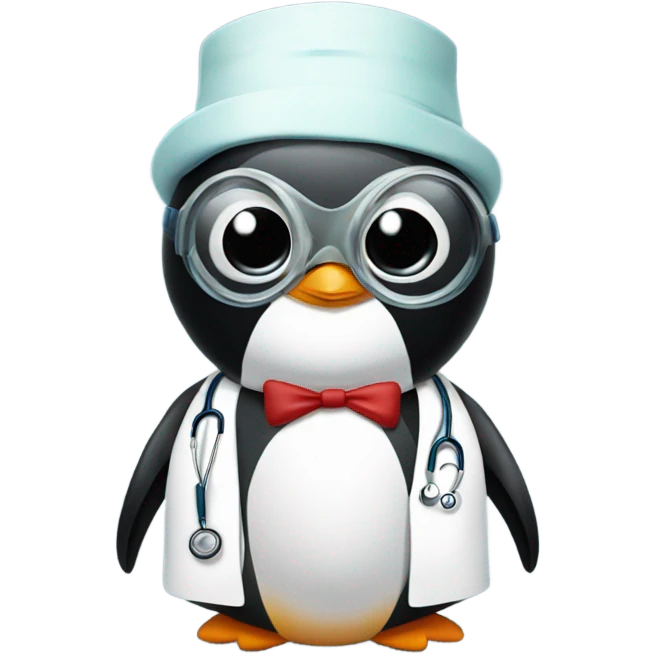 Penguin with a doctors mask  emoji