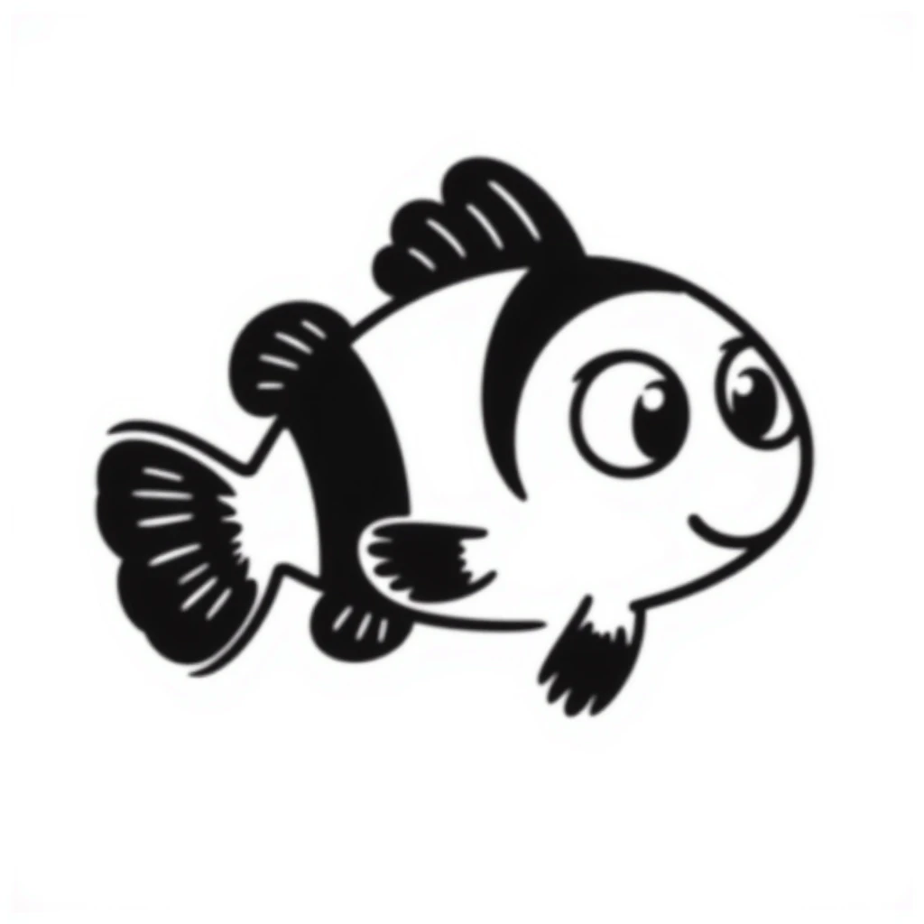 A hand-drawn cute clown fish with stripes emoji