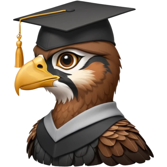 falcon with a black grad cap - semi realistic emoji