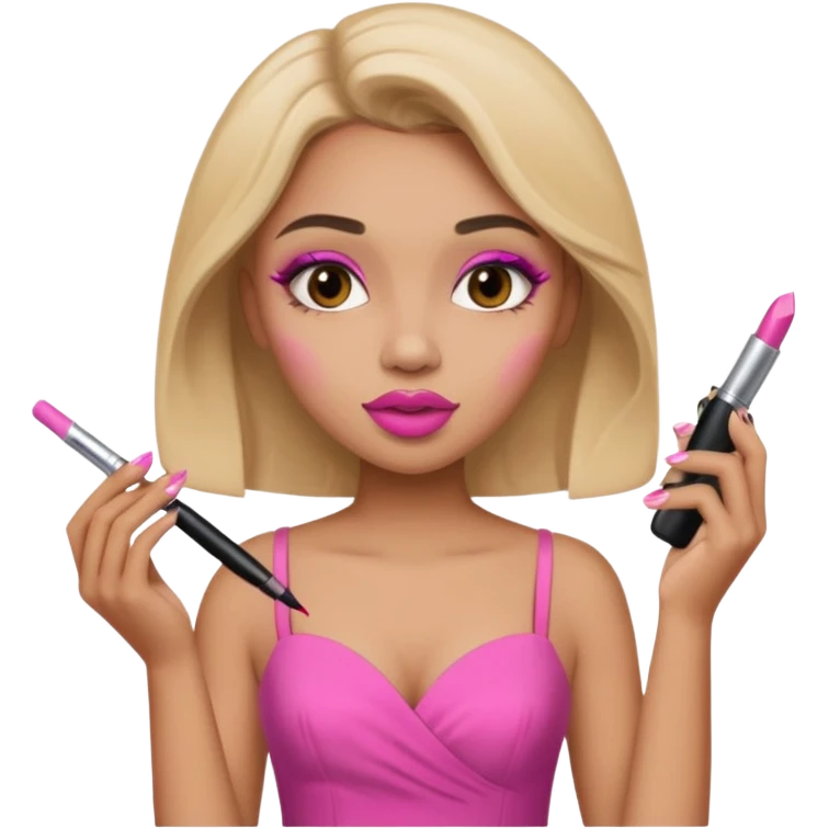 Light skin female doing makeup emoji