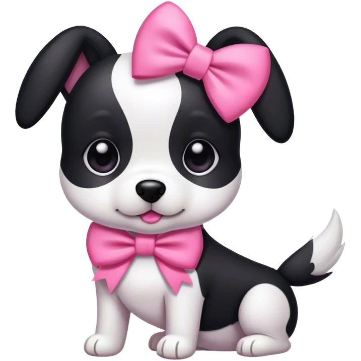 Black and white dog with pink bow  emoji