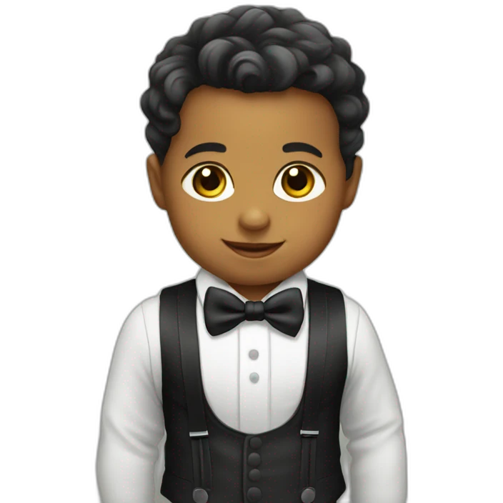 baby wearing suit with suspenders and bowtie emoji