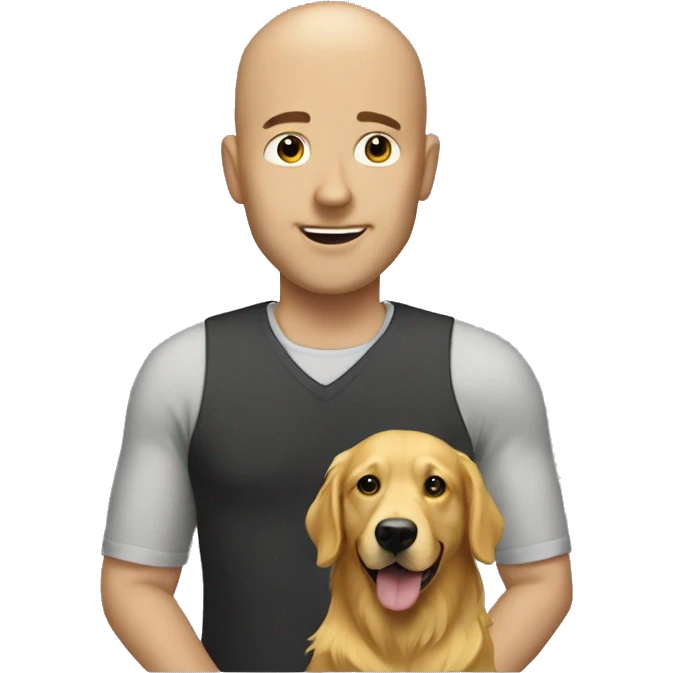 Bald man with golden retriever  emoji