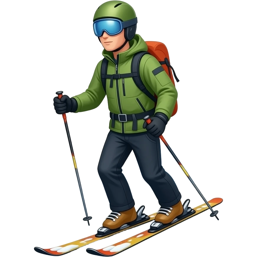 skitouring skier walking up the mountain with background emoji