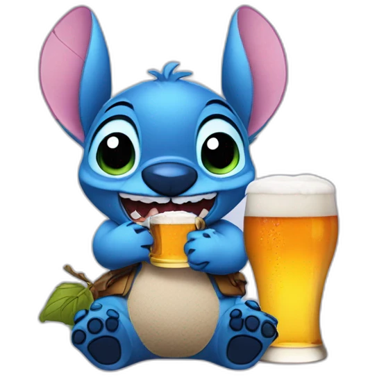 stitch avec une bier emoji