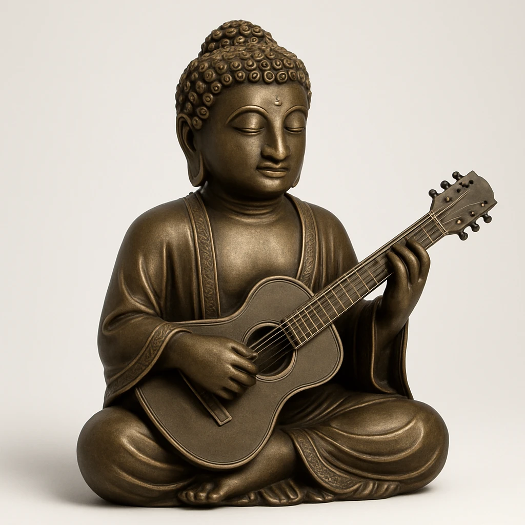 buddha idol with guitar  emoji