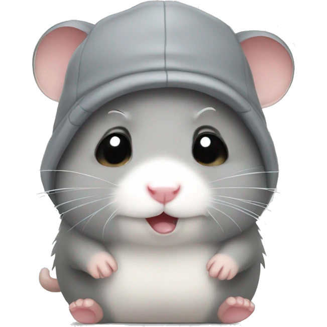 grey hamster wearing beanie crying emoji