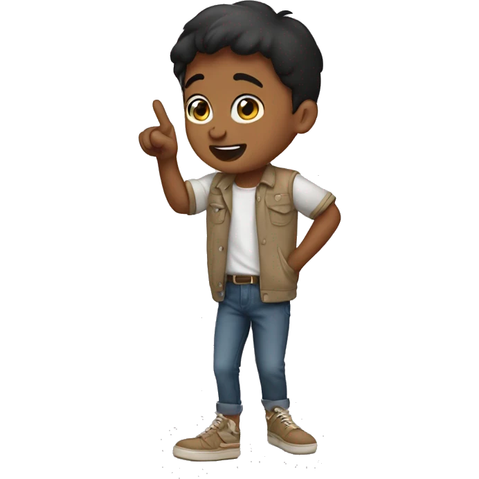 Kid pointing his knee emoji