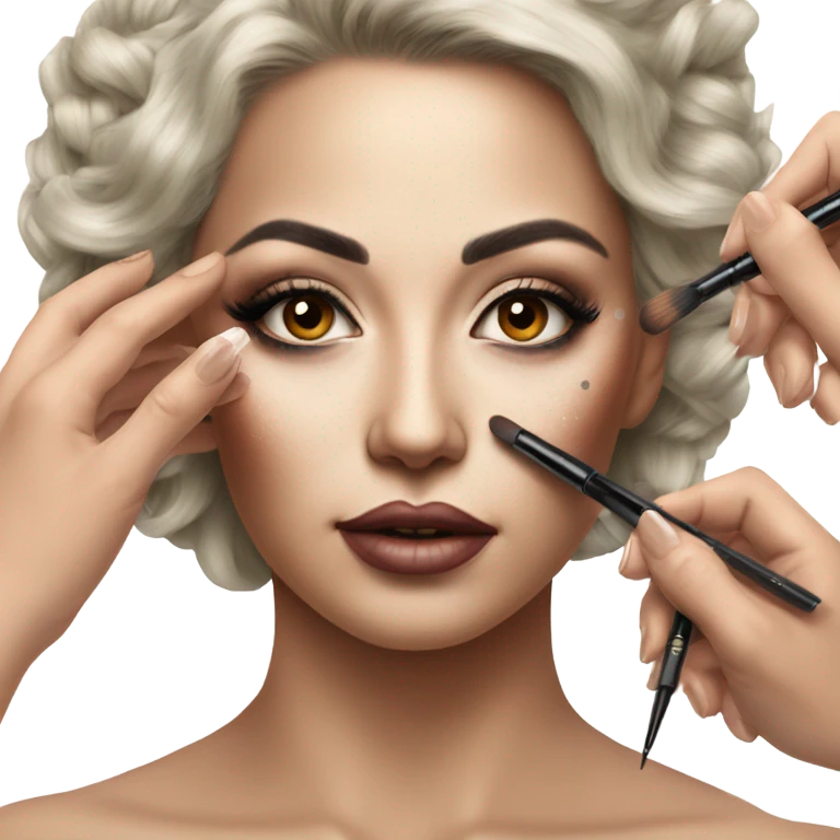 Hyper Realistic Beautiful lightly tattooed woman having make-up applied  emoji