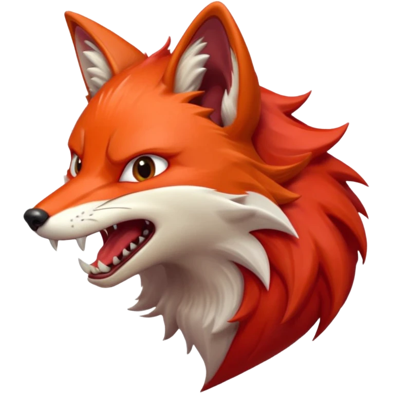 Angry Fox mouth open, scary teeth, side view emoji